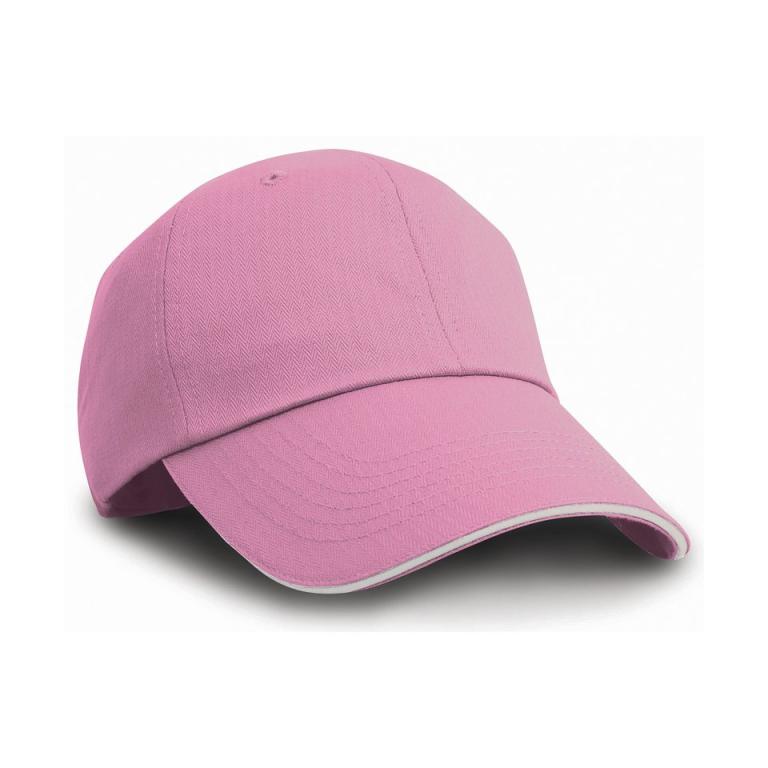 Herringbone cap with sandwich peak Pink/White