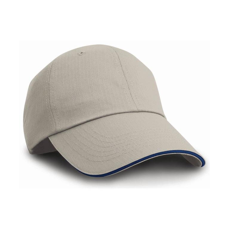 Herringbone cap with sandwich peak Tan/Navy