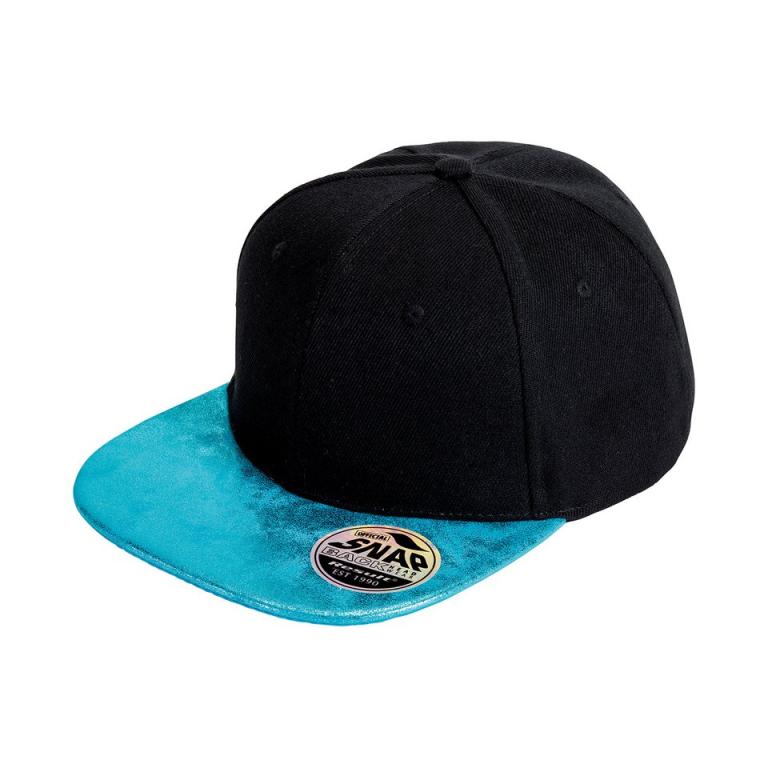 Bronx glitter flat peak snapback cap Black/Turquoise