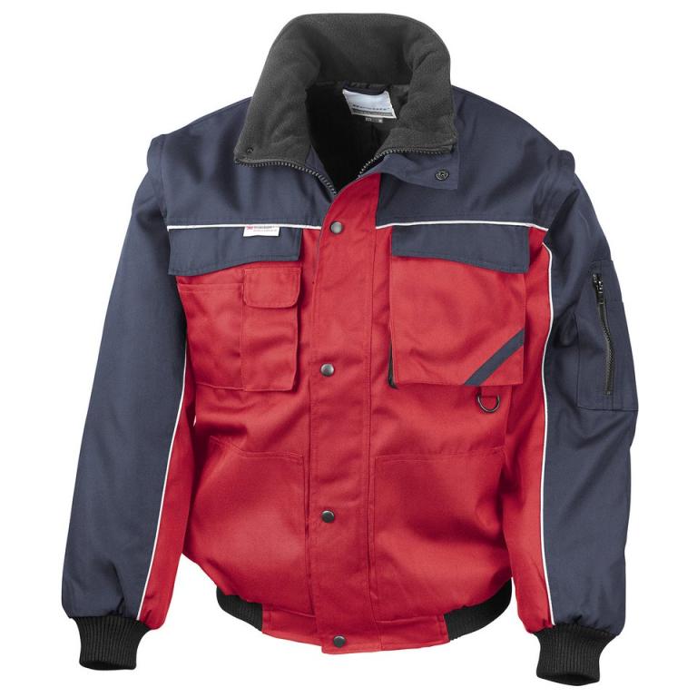 Work-Guard zip sleeve heavy-duty pilot jacket Red/Navy