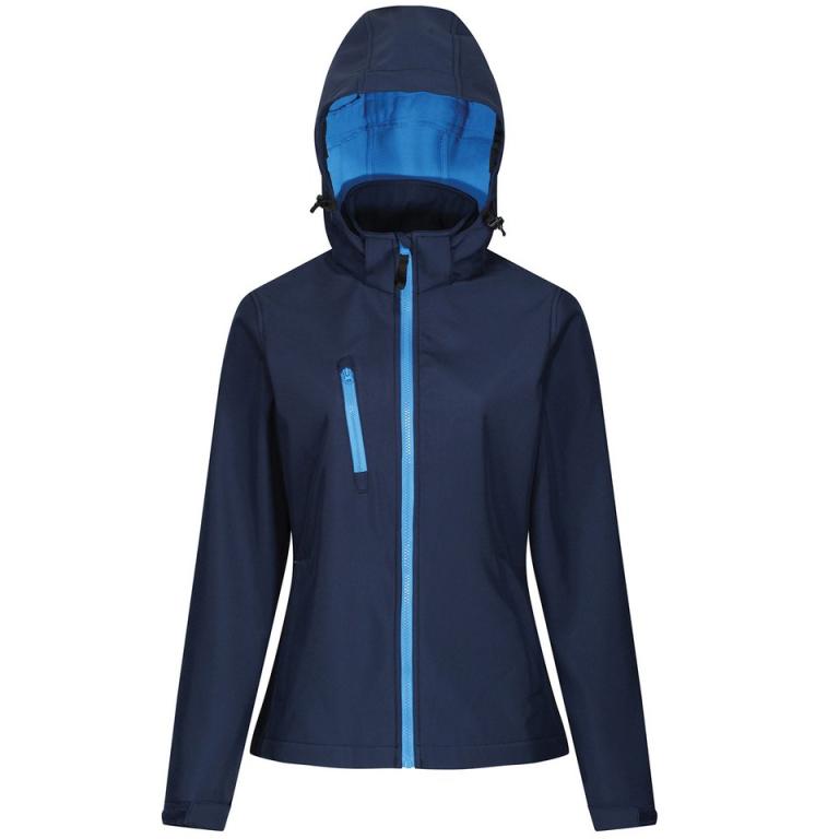 Women's venturer 3-layer hooded softshell jacket Navy/French Blue