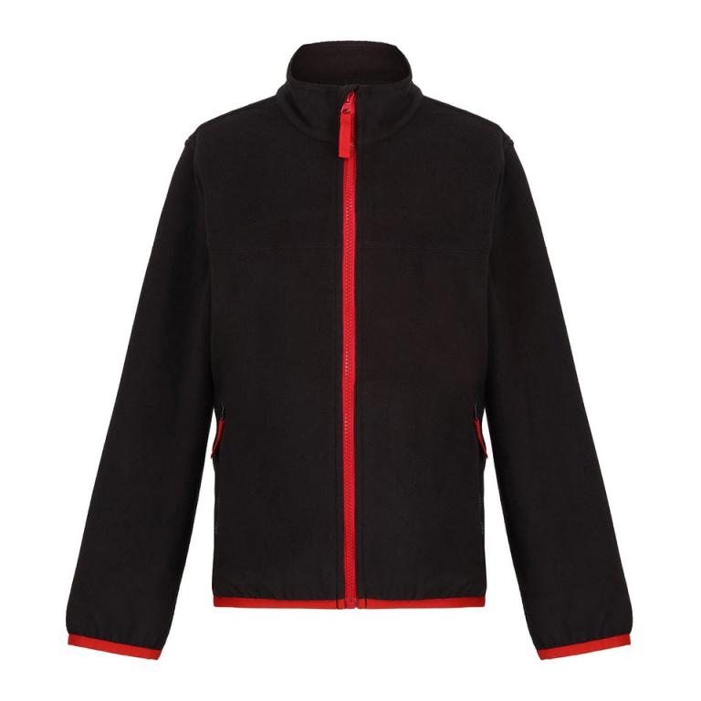 Kids full-zip microfleece Black/Classic Red