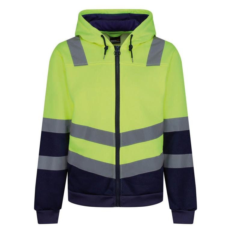 Pro hi-vis full zip hoodie Yellow/Navy