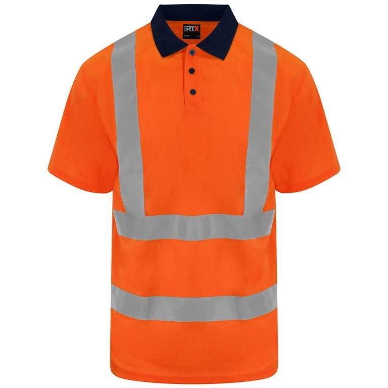 High visibility polo HV Orange/Navy