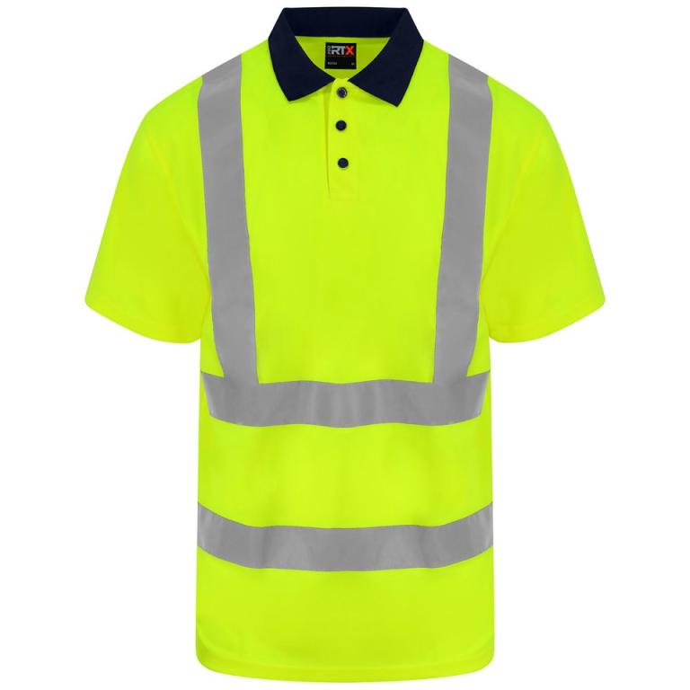 High visibility polo HV Yellow/Navy