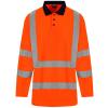 High visibility long sleeve polo HV Orange/Navy