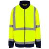 High visibility full-zip fleece HV Yellow/Navy