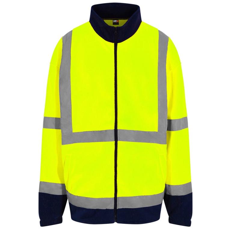 High visibility full-zip fleece HV Yellow/Navy