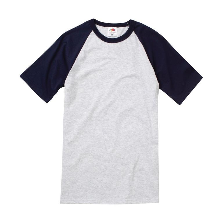 Short sleeve baseball T Heather Grey/Deep Navy