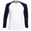 Long sleeve baseball T White/Deep Navy