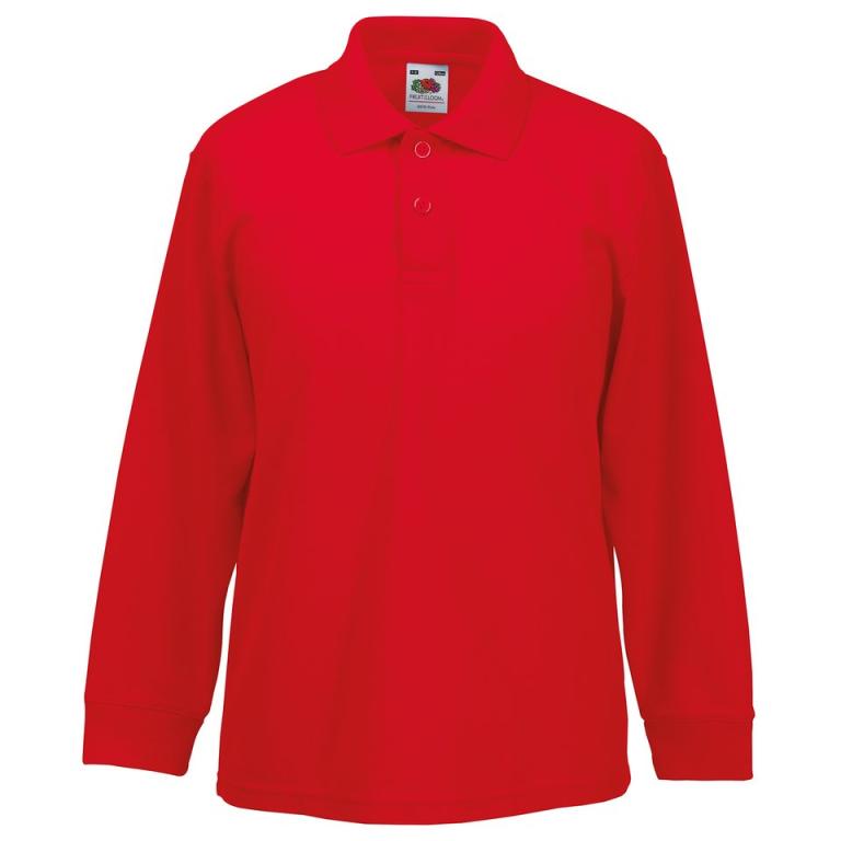 Kids long sleeve 65/35 polo Red