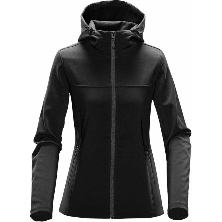 Women's Orbiter softshell hoodie Black/Dolphin