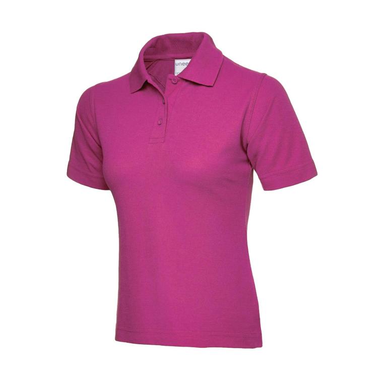 Ladies Active Cotton Poloshirt Hot Pink