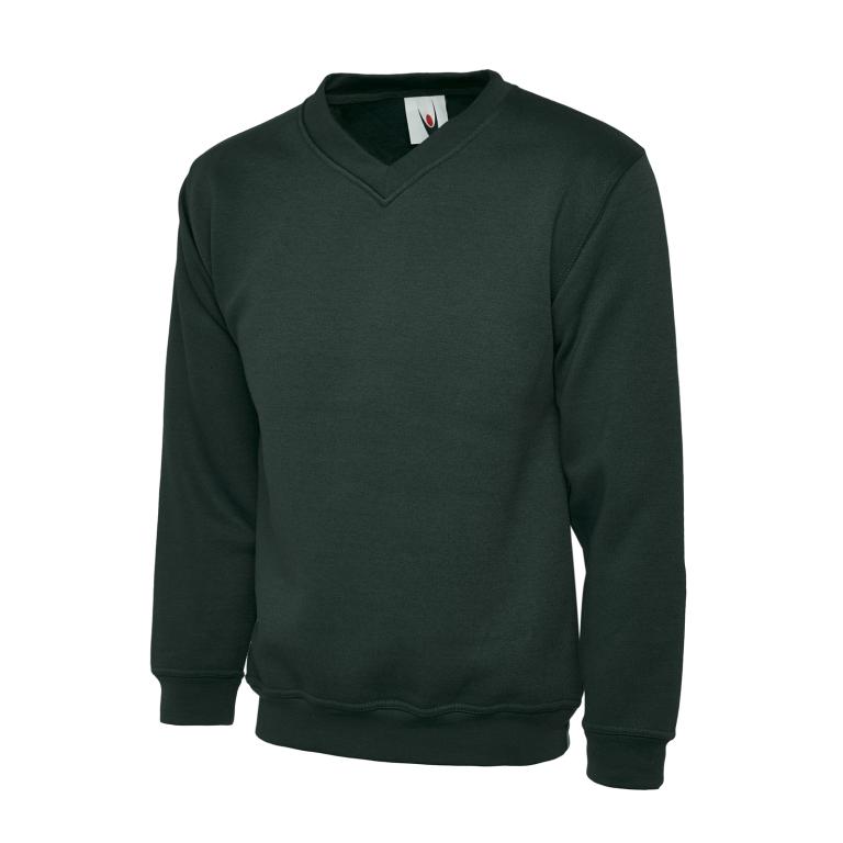 Classic V-Neck Sweatshirt Bottle Green