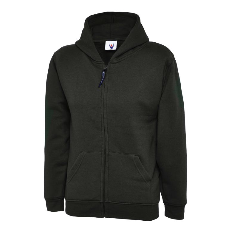 Childrens Classic Full Zip Hooded Sweatshirt Black