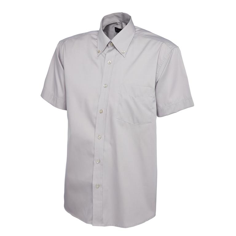 Mens Pinpoint Oxford Half Sleeve Shirt Silver Grey