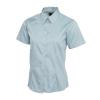 Ladies Pinpoint Oxford Half Sleeve Shirt Light Blue