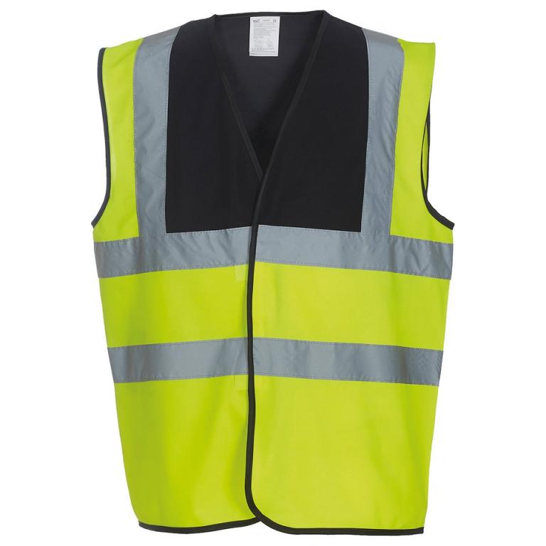 Hi-vis 2-band-and-braces waistcoat (HVW100) Black Yoke/Yellow