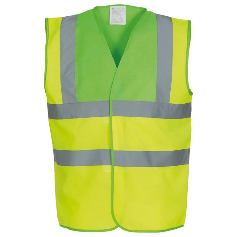 Hi-vis 2-band-and-braces waistcoat (HVW100) Lime Yoke/Yellow