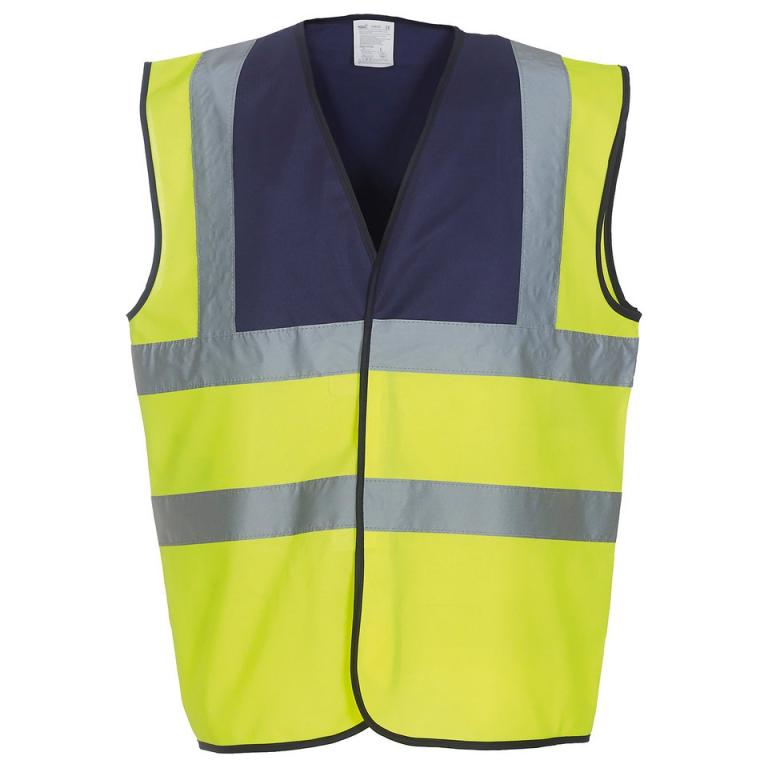 Hi-vis 2-band-and-braces waistcoat (HVW100) Navy Yoke/Yellow