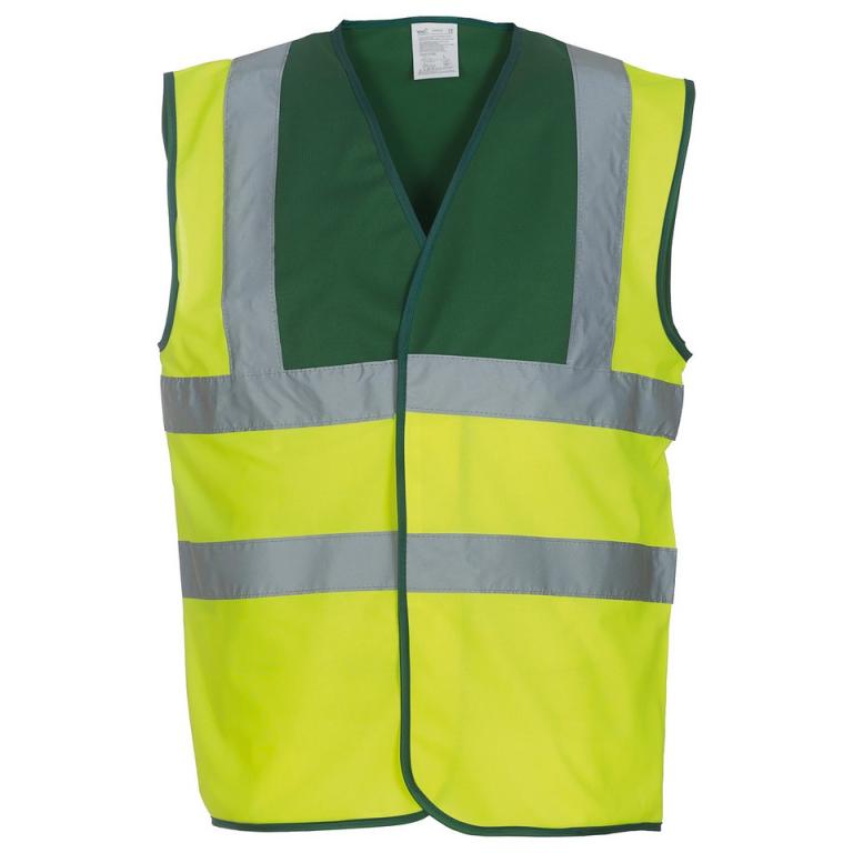 Hi-vis 2-band-and-braces waistcoat (HVW100) Paramedic Green/Yellow