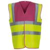 Hi-vis 2-band-and-braces waistcoat (HVW100) Raspberry Yoke/Yellow