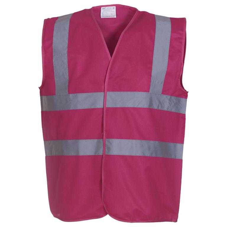 Hi-vis 2-band-and-braces waistcoat (HVW100) Raspberry