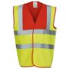 Hi-vis 2-band-and-braces waistcoat (HVW100) Red Yoke/Yellow