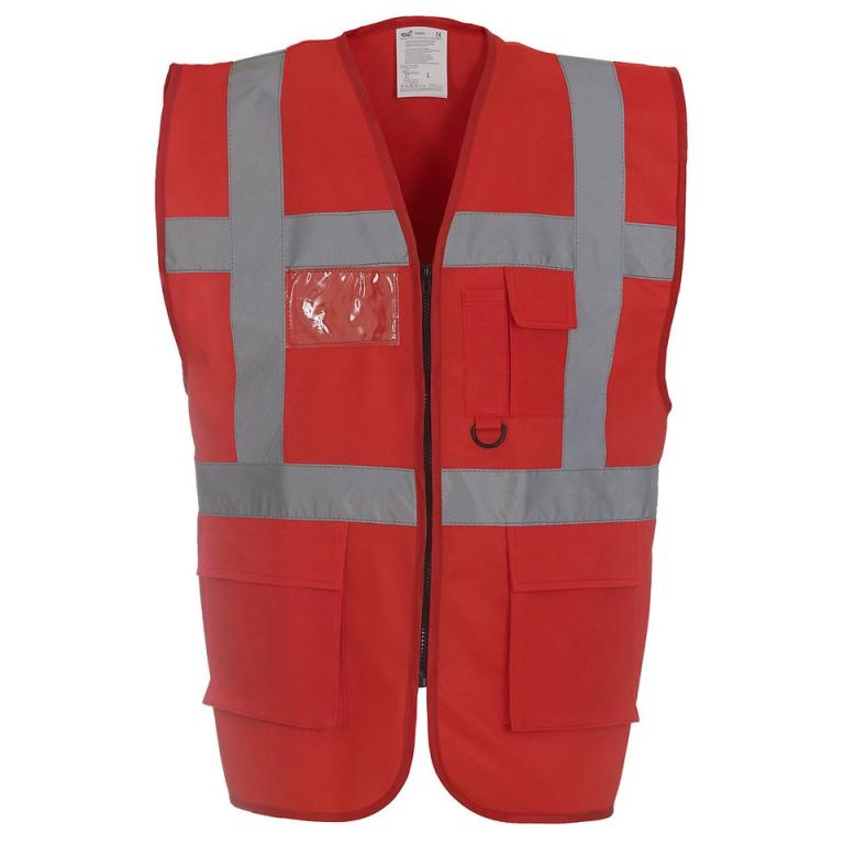 Multifunctional executive hi-vis waistcoat (HVW801) Red