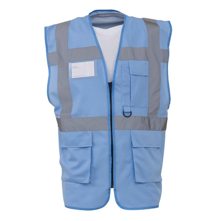 Multifunctional executive hi-vis waistcoat (HVW801) Sky