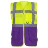 Multifunctional executive hi-vis waistcoat (HVW801) Yellow/Purple