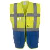 Multifunctional executive hi-vis waistcoat (HVW801) Yellow/Royal Blue