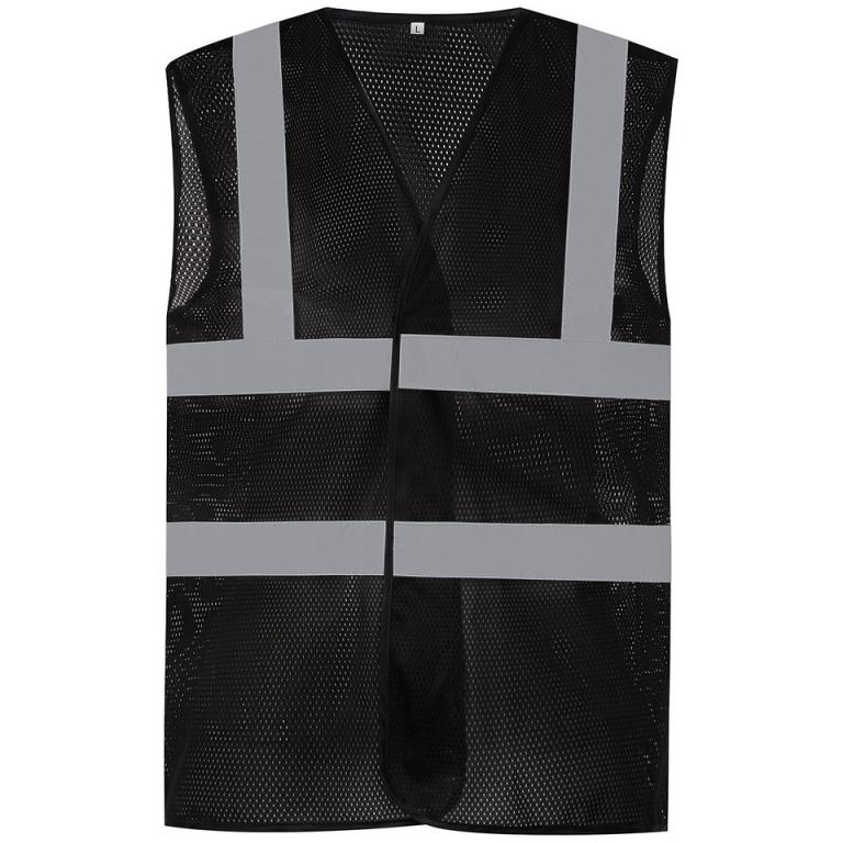 Top cool open mesh 2-band-and-braces waistcoat (HVW120) Black