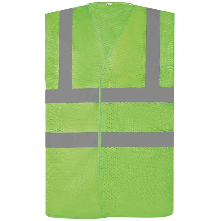 Top cool open mesh 2-band-and-braces waistcoat (HVW120) Lime