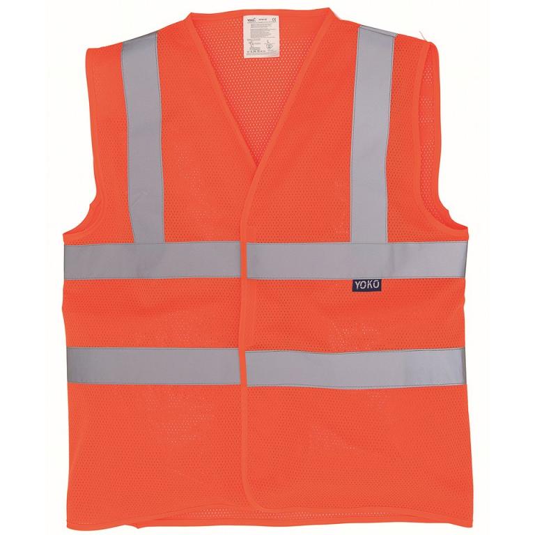 Top cool open mesh 2-band-and-braces waistcoat (HVW120) Orange