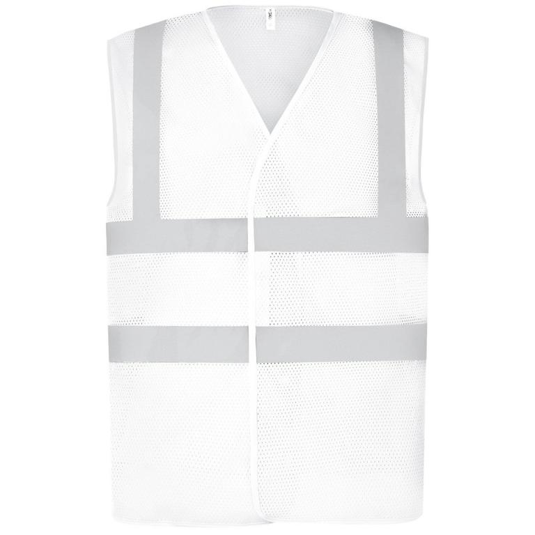 Top cool open mesh 2-band-and-braces waistcoat (HVW120) White