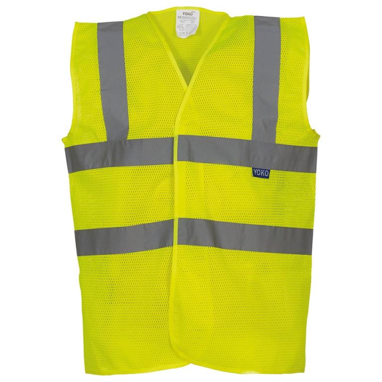 Top cool open mesh 2-band-and-braces waistcoat (HVW120) Yellow