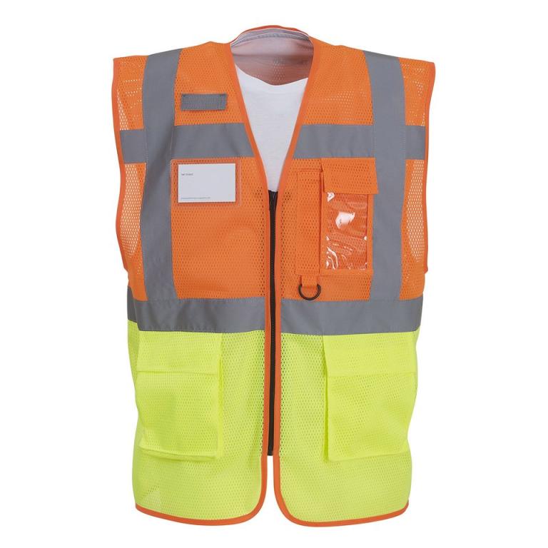 Hi-vis top cool open-mesh executive waistcoat (HVW820) Orange/Yellow