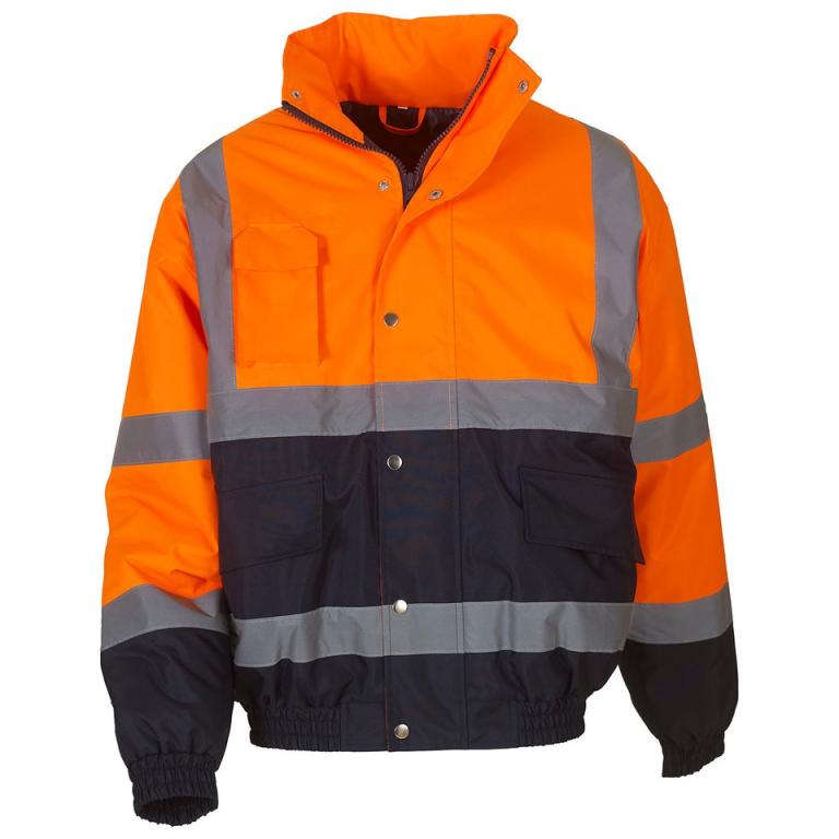 Hi-vis two-tone bomber jacket (HVP218) Orange/Navy