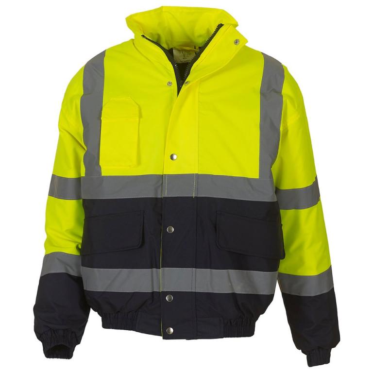 Hi-vis two-tone bomber jacket (HVP218) Yellow/Navy