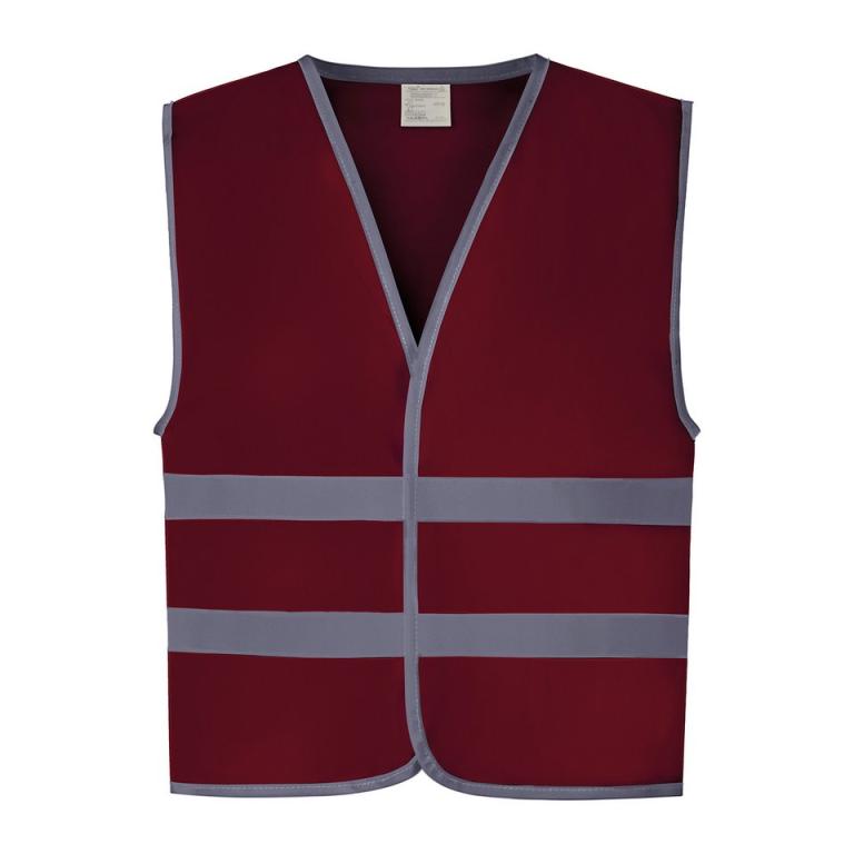 Hi-vis reflective border kids waistcoat (HVW102CH) Maroon