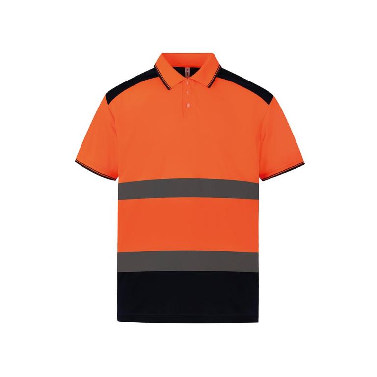 Hi-vis two-tone polo shirt (HVJ220) Orange/Navy