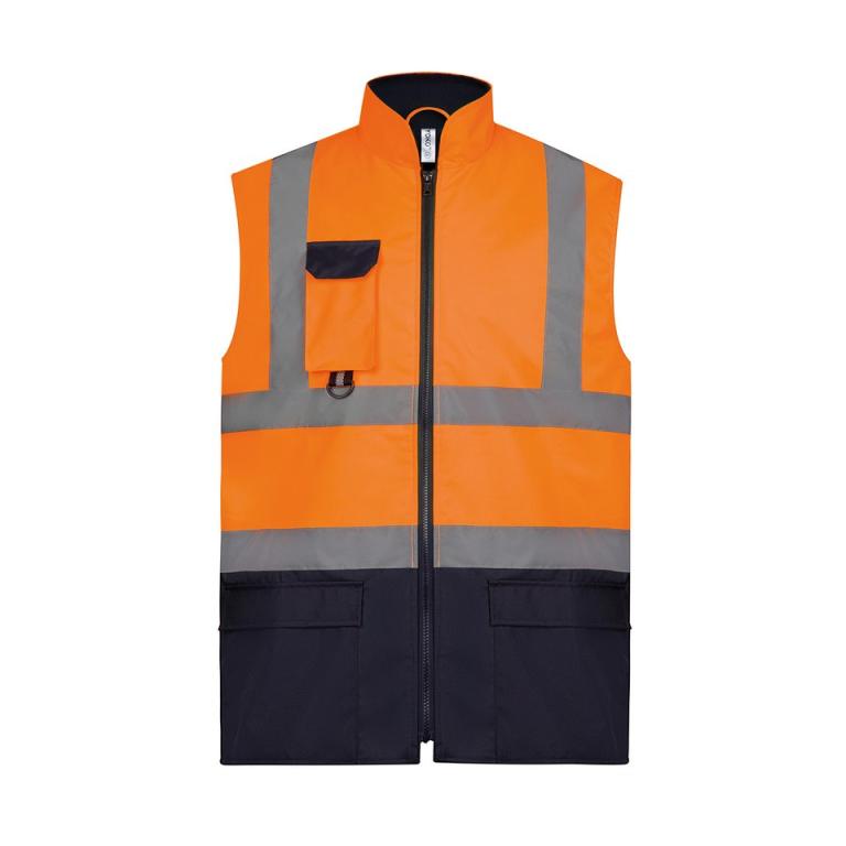 Hi-vis padded bodywarmer (HV005) Orange/Navy