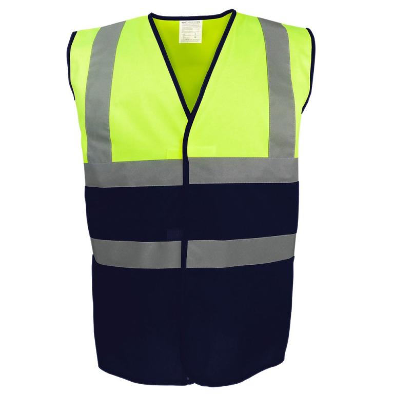 Hi-vis two-tone waistcoat (HVW122) Hi-vis Yellow/Navy