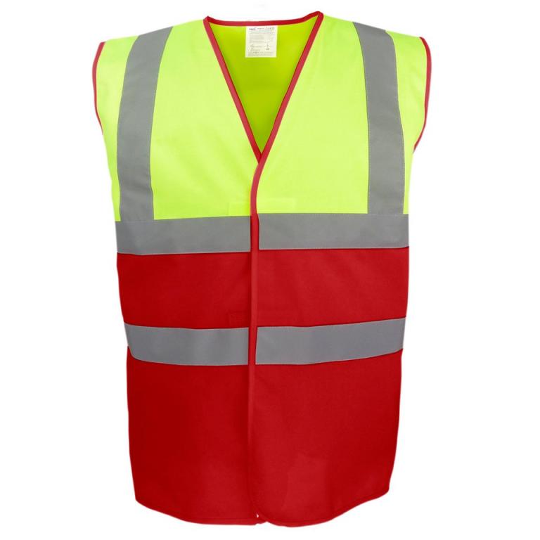 Hi-vis two-tone waistcoat (HVW122) Hi-vis Yellow/Red