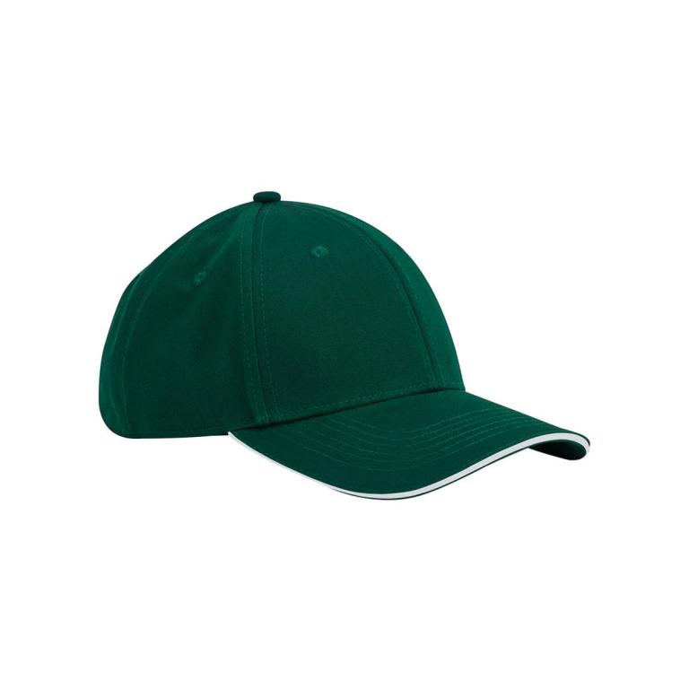 EarthAware® classic organic cotton 6-panel cap – sandwich peak Bottle Green/White