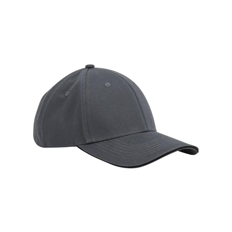 EarthAware® classic organic cotton 6-panel cap – sandwich peak Graphite Grey/Black