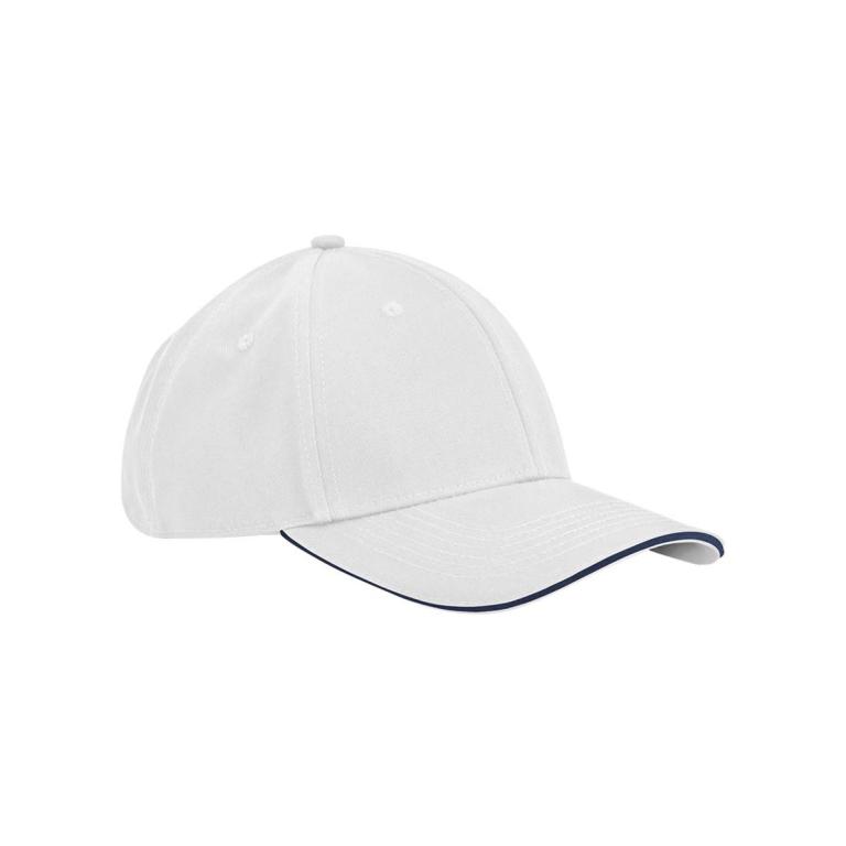 EarthAware® classic organic cotton 6-panel cap – sandwich peak White/French Navy