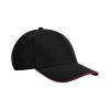 EarthAware® classic organic cotton 5-panel cap – sandwich peak Black/Classic Red