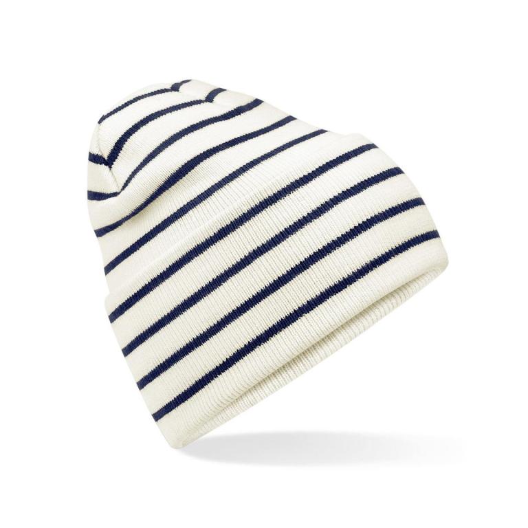 Original deep-cuffed striped beanie Soft White/French Navy